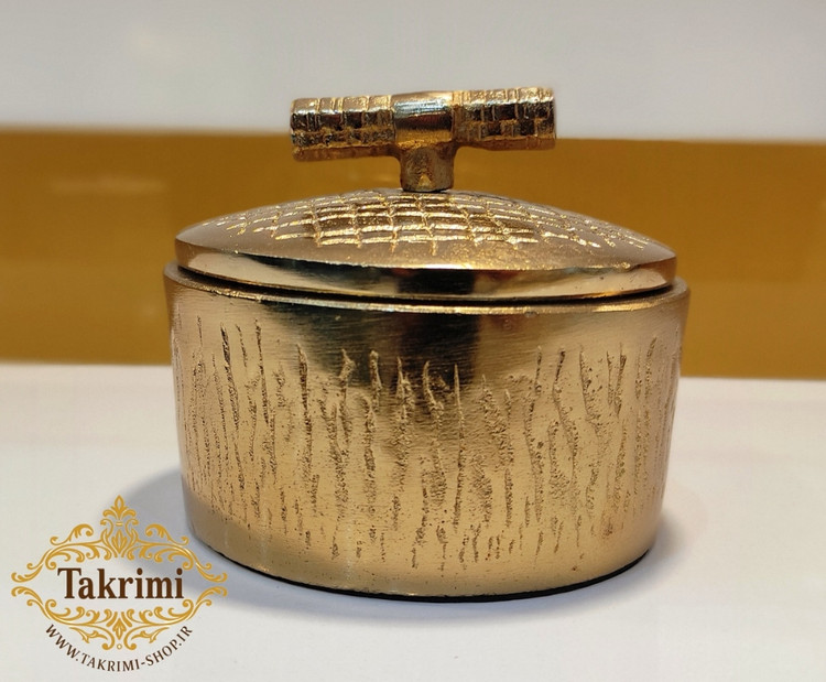 قندان قندون نقل خوری مدل چرمی روی میله پوست ماری آلومینیومی طلایی فورتیک ( تکریمی شاپ )