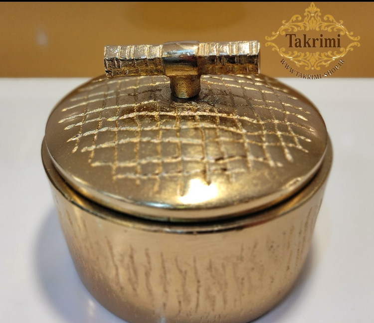 قندان قندون نقل خوری مدل چرمی روی میله پوست ماری آلومینیومی طلایی فورتیک ( تکریمی شاپ )