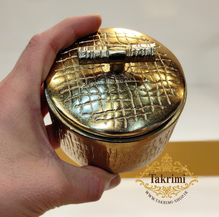 قندان قندون نقل خوری مدل چرمی روی میله پوست ماری آلومینیومی طلایی فورتیک ( تکریمی شاپ )