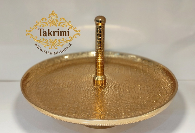 ست سرویس پذیرایی 11 پارچه تکه مدل چرمی یا پوست ماری آلومینیوم خالص طلایی فورتیک ( تکریمی شاپ )