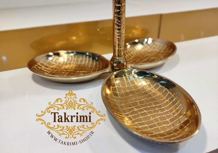 ست سرویس پذیرایی 11 پارچه تکه مدل چرمی یا پوست ماری آلومینیوم خالص طلایی فورتیک ( تکریمی شاپ )