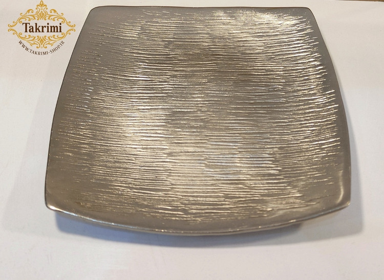 6 عدد پیش دستی پیشدستی مربع ( یک دست ) مدل لیلیوم خط دار ساده کروم آلومینیوم خالص ( توليدی تکریمی شاپ )