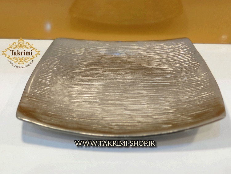 6 عدد پیش دستی پیشدستی مربع ( یک دست ) مدل لیلیوم خط دار ساده کروم آلومینیوم خالص ( توليدی تکریمی شاپ )