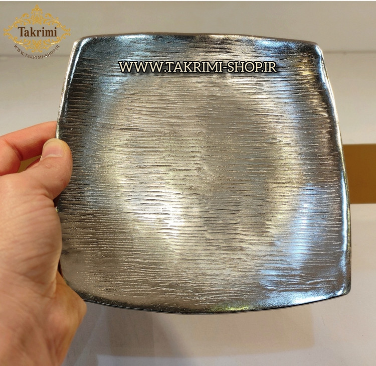 6 عدد پیش دستی پیشدستی مربع ( یک دست ) مدل لیلیوم خط دار ساده کروم آلومینیوم خالص ( توليدی تکریمی شاپ )