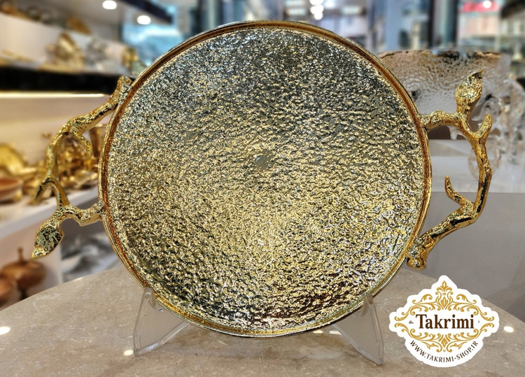 سینی یا شیرینی خوری یا کاپ کیک بدون پایه گرد دایره برگ ساده ( دارای 2 رنگ نقره ای و طلایی ) آلومینیومی خالص آلیاژی