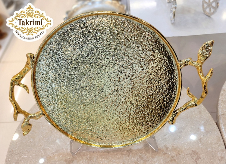 سینی یا شیرینی خوری یا کاپ کیک بدون پایه گرد دایره برگ ساده ( دارای 2 رنگ نقره ای و طلایی ) آلومینیومی خالص آلیاژی
