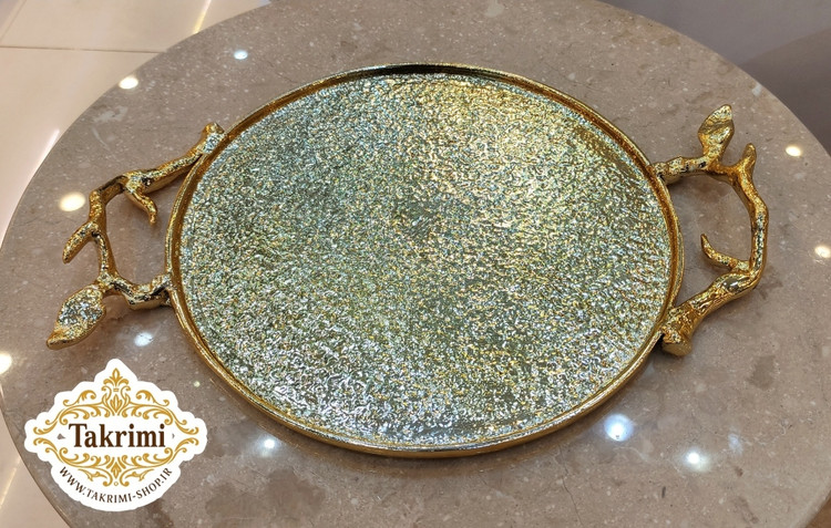 سینی یا شیرینی خوری یا کاپ کیک بدون پایه گرد دایره برگ ساده ( دارای 2 رنگ نقره ای و طلایی ) آلومینیومی خالص آلیاژی