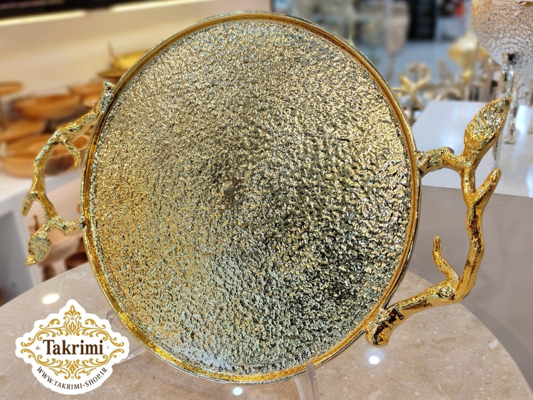 سینی یا شیرینی خوری یا کاپ کیک بدون پایه گرد دایره برگ ساده ( دارای 2 رنگ نقره ای و طلایی ) آلومینیومی خالص آلیاژی