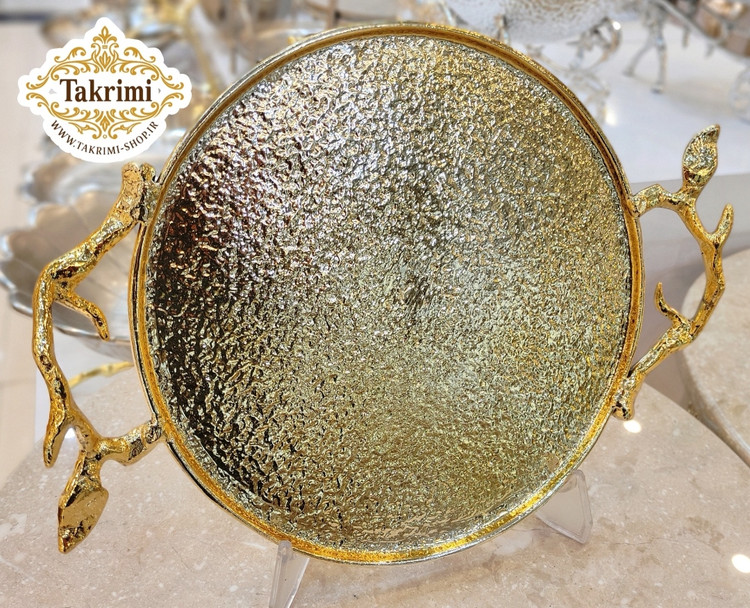 سینی یا شیرینی خوری یا کاپ کیک بدون پایه گرد دایره برگ ساده ( دارای 2 رنگ نقره ای و طلایی ) آلومینیومی خالص آلیاژی