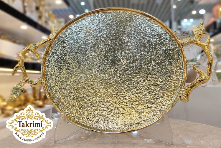 سینی یا شیرینی خوری یا کاپ کیک بدون پایه گرد دایره برگ ساده ( دارای 2 رنگ نقره ای و طلایی ) آلومینیومی خالص آلیاژی