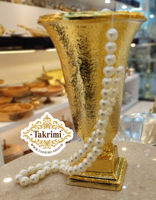 گلدان گل دان گلدون چکشی طلایی براق آلومینیومی خالص ( تولیدی تکریمی شاپ )