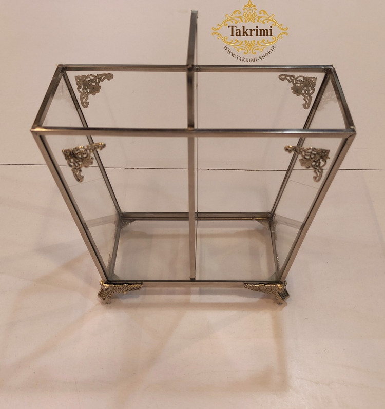 جاکاردی جا کاردی جاقاشقی جا قاشقی 2 قلو 2قلو دو قلو ایستاده نقره ای شیشه و استیل خالص