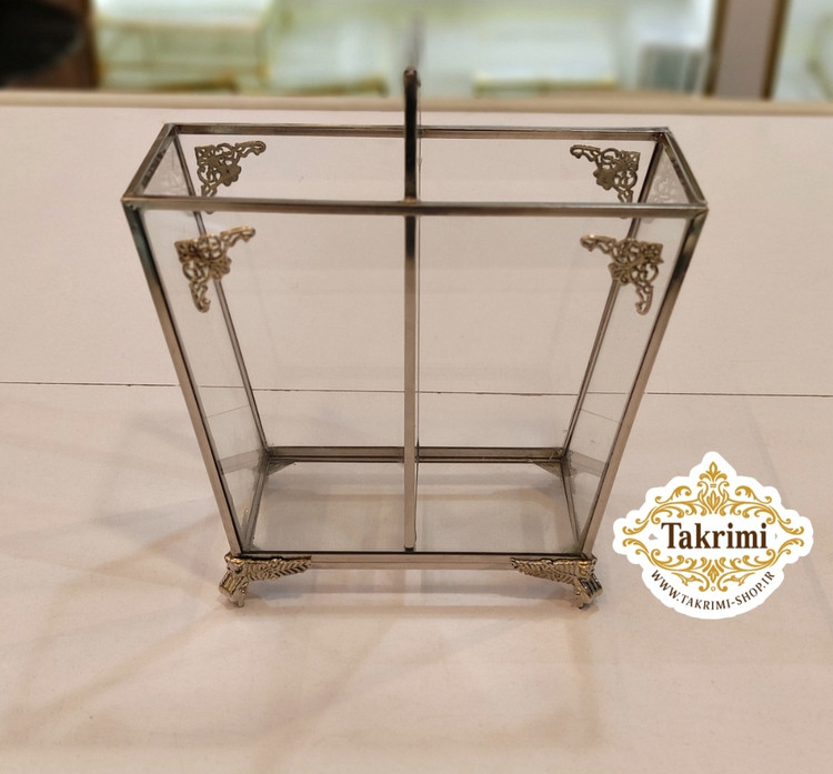 جاکاردی جا کاردی جاقاشقی جا قاشقی 2 قلو 2قلو دو قلو ایستاده نقره ای شیشه و استیل خالص