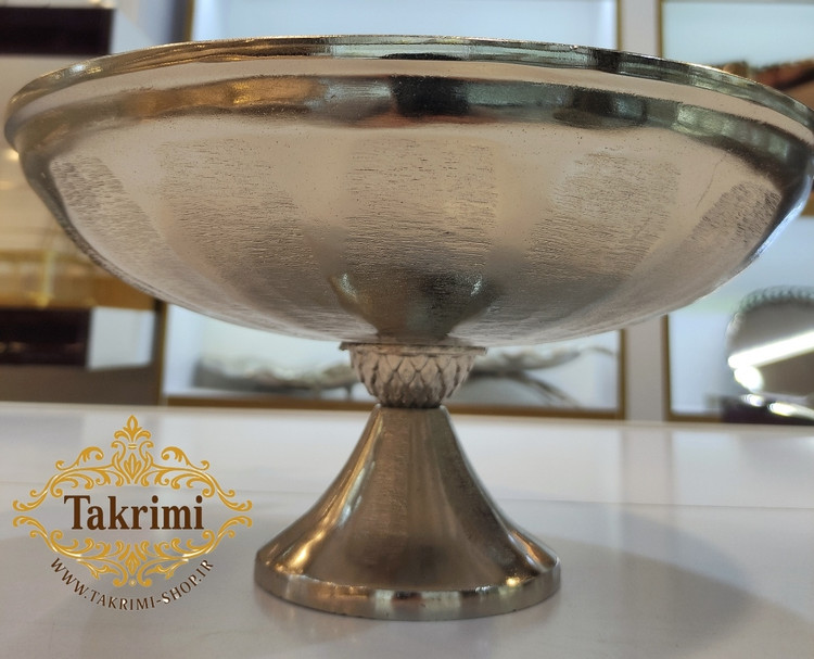 ظرف کاسه میوه خوری بزرگ نیلوفر نقره ای آلومینیومی آلیاژی ( توليدی تکریمی شاپ )