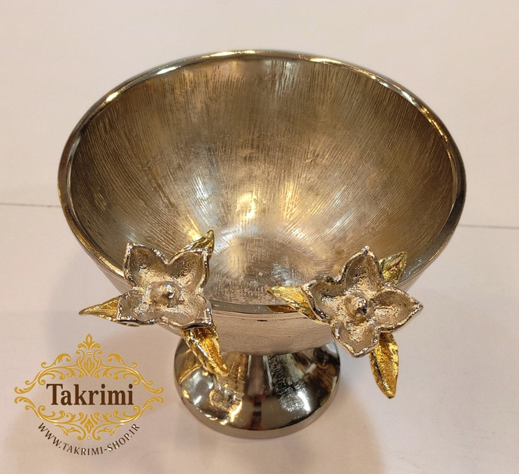 ظرف کاسه آجیل خوری نیلوفر نقره ای آلومینیومی آلیاژی ( توليدی تکریمی شاپ )