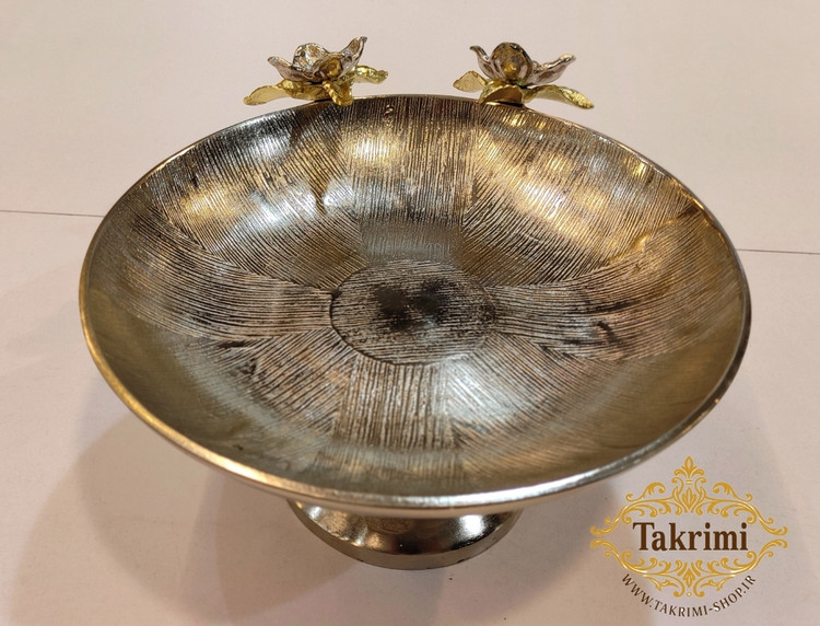 ظرف کاسه شکلات خوری نیلوفر نقره ای آلومینیومی آلیاژی ( توليدی تکریمی شاپ )