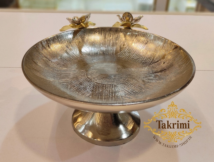 ظرف کاسه شکلات خوری نیلوفر نقره ای آلومینیومی آلیاژی ( توليدی تکریمی شاپ )