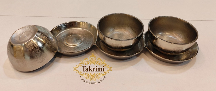 ظرف اردو خوری اردوخوری 3 پیاله نیلوفر نقره ای آلومینیومی آلیاژی ( توليدی تکریمی شاپ )