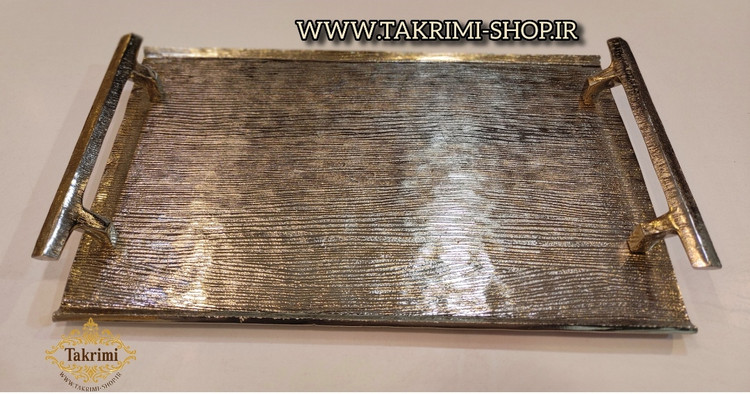 سینی مستطیل نیلوفر نقره ای آلومینیومی آلیاژی ( توليدی تکریمی شاپ )