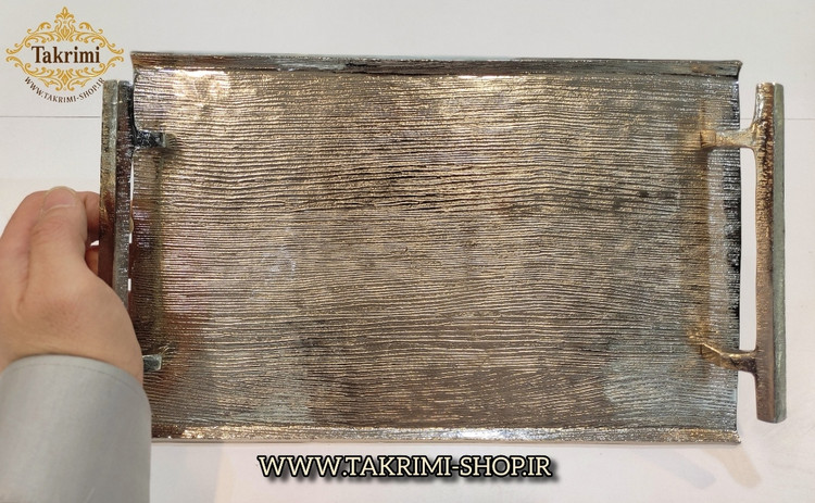سینی مستطیل نیلوفر نقره ای آلومینیومی آلیاژی ( توليدی تکریمی شاپ )