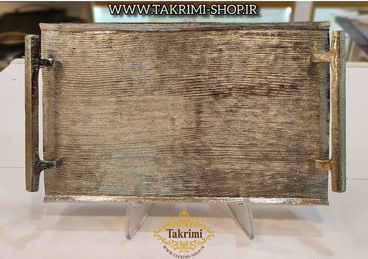 سینی مستطیل نیلوفر نقره ای آلومینیومی آلیاژی ( توليدی تکریمی شاپ )