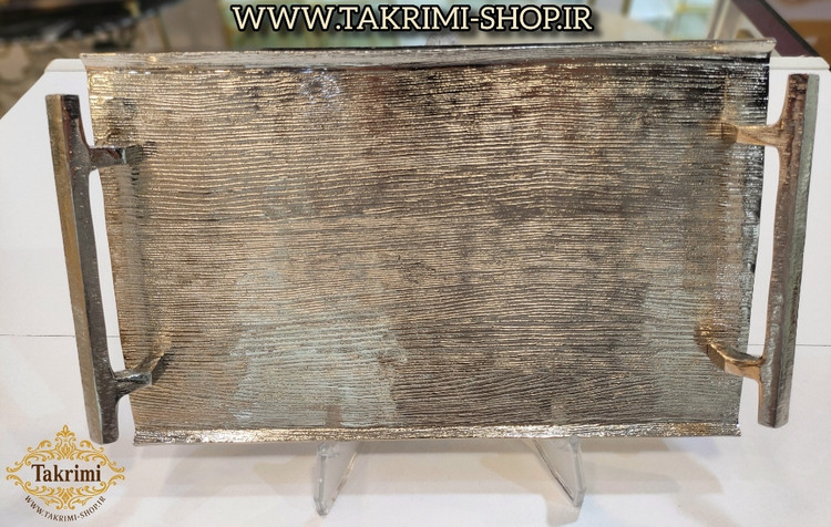 سینی مستطیل نیلوفر نقره ای آلومینیومی آلیاژی ( توليدی تکریمی شاپ )