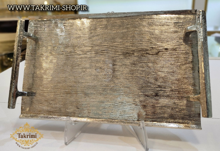 سینی مستطیل نیلوفر نقره ای آلومینیومی آلیاژی ( توليدی تکریمی شاپ )