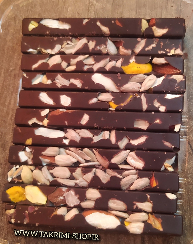 شکلات مغز دار ( 100 گرمی ) کاکائویی مغزدار سیگاری خانگی ( بادام هندی ،بادام ، فندق ، پسته ، گردو ، مغز تخمه )
