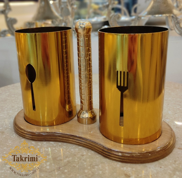 جا قاشقی جا کاردی جاقاشقی جاکاردی 2 قلو 2 تایی فلز و چوب ( تکریمی شاپ )