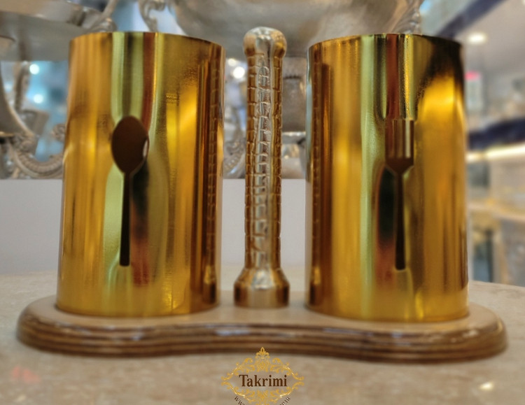 جا قاشقی جا کاردی جاقاشقی جاکاردی 2 قلو 2 تایی فلز و چوب ( تکریمی شاپ )