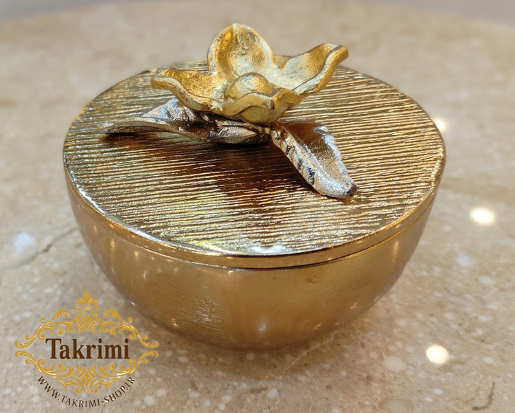 قندان قندون نقل خوری خرما خوری نیلوفر طلایی آلومینیومی آلیاژی ( توليدی تکریمی شاپ )
