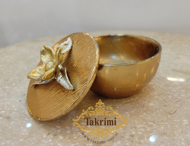 قندان قندون نقل خوری خرما خوری نیلوفر طلایی آلومینیومی آلیاژی ( توليدی تکریمی شاپ )