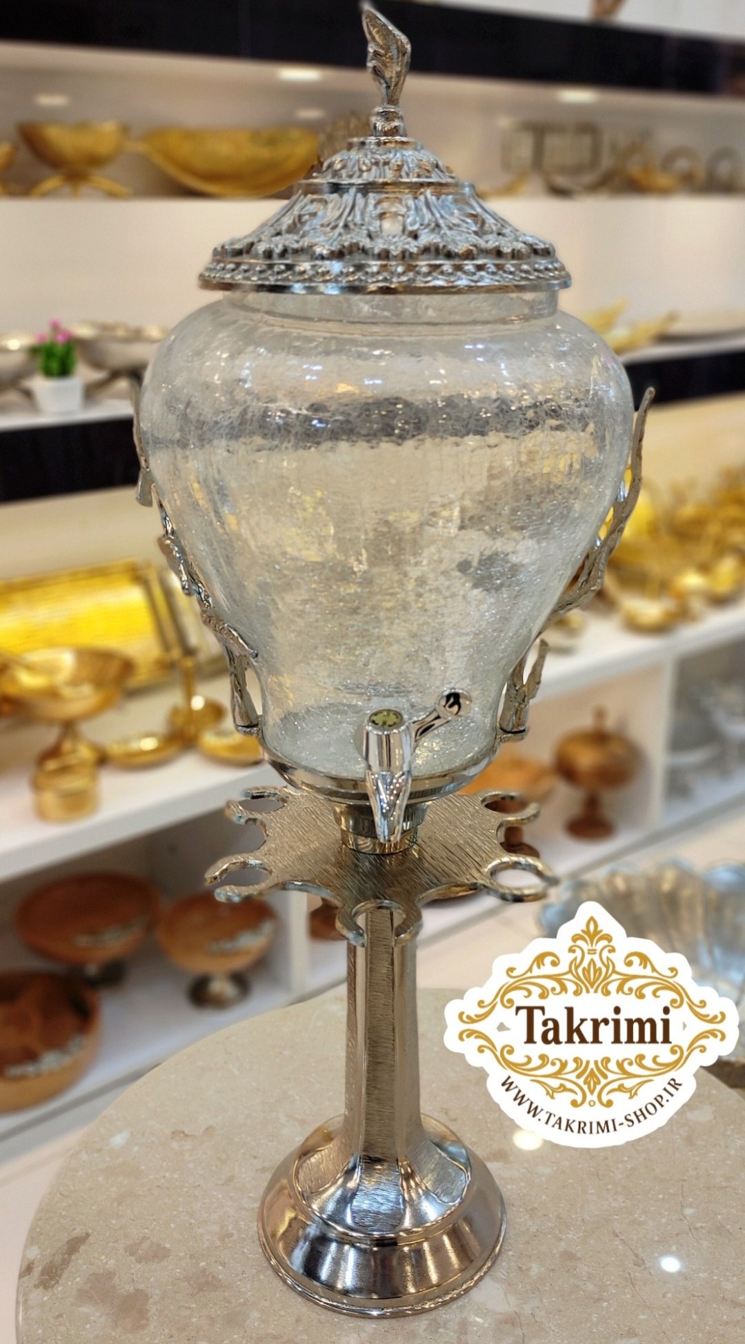 کلمن کلمند کولمن ایستاده جای جام دار برگ سلطنتی نقره ای ( تکریمی شاپ )