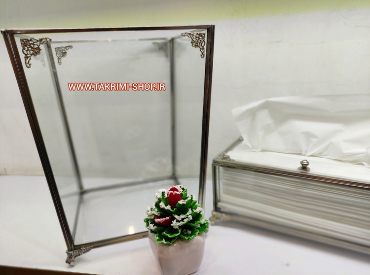 جا دستمال تک ( بدون سطل ) اصلی جنس شیشه ای و برنج خالص ( نقره ای و طلایی )