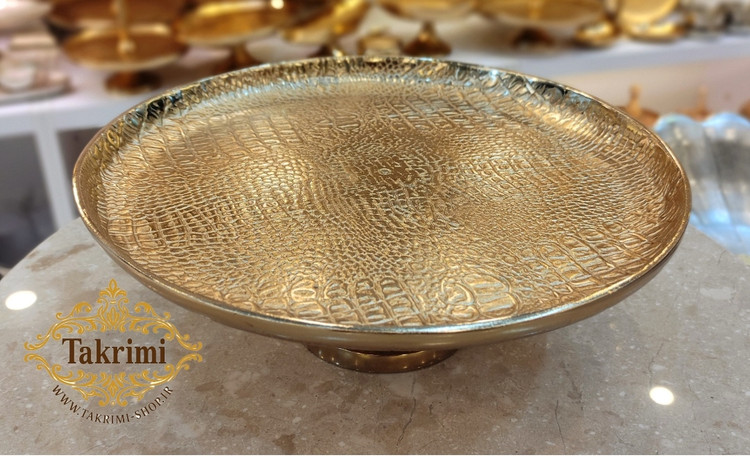 کاپ کیک یا شیرینی خوری بزرگ طلایی بدون دسته طرح چرمی پوست ماری تمساحی آلومینیومی فورتیک اورجینال ( تولیدی تکریمی شاپ )