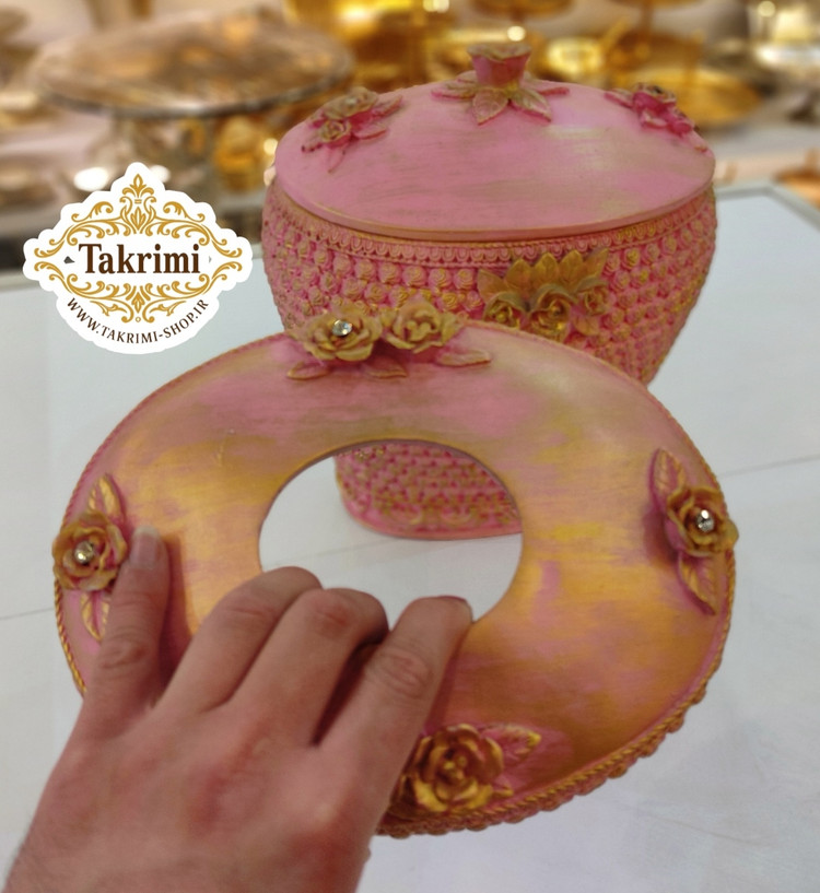 سطل زباله ودستمال سطل و جادستمالی سطل و جا دستمالی جنس رزین صورتی ( تکریمی شاپ )