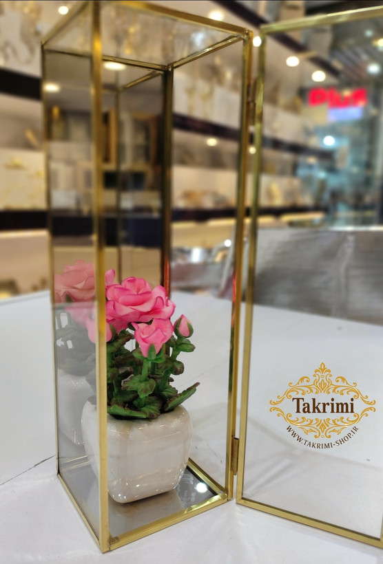 استند باکس جاعطری جا عطری جا ادکلنی جاادکلنی جای ادکلن عطری جای لوازم آرایشی ایستاده شیشه و برنج خالص ( توليدی تکریمی شاپ )