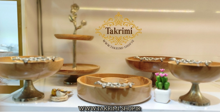 ست سرویس پذیرایی 5 تکه 5 پارچه چوب طبیعی راش قابل شستشو با پایه آلومینیومی نقره ای ( تکریمی شاپ )