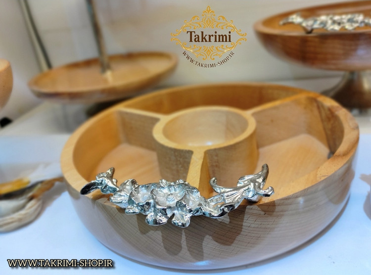 ست سرویس پذیرایی 5 تکه 5 پارچه چوب طبیعی راش قابل شستشو با پایه آلومینیومی نقره ای ( تکریمی شاپ )