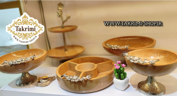 ست سرویس پذیرایی 5 تکه 5 پارچه چوب طبیعی راش قابل شستشو با پایه آلومینیومی نقره ای ( تکریمی شاپ )
