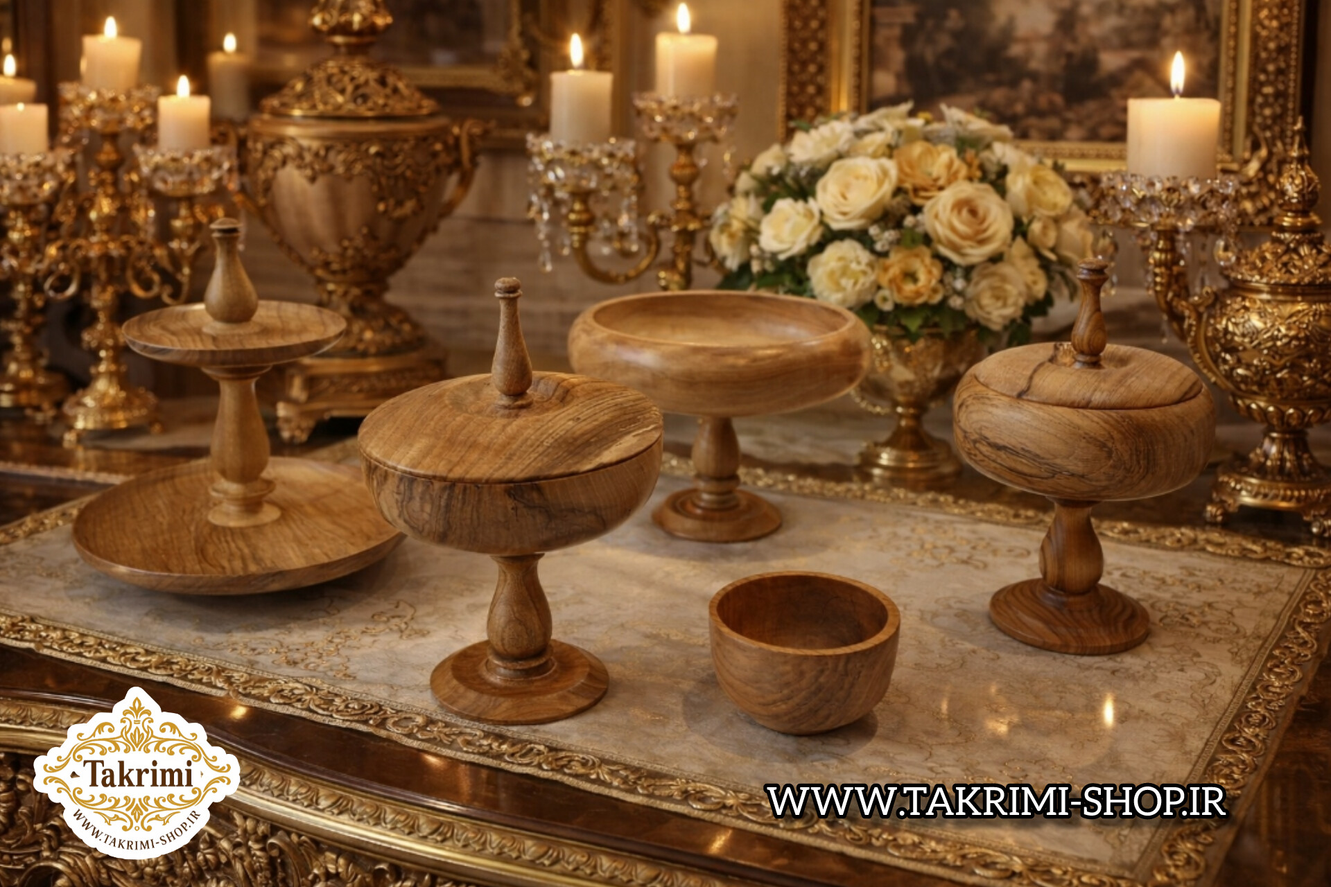 سرویس پذیرایی 7 پارچه چوب طبیعی گردو ( تکریمی شاپ )