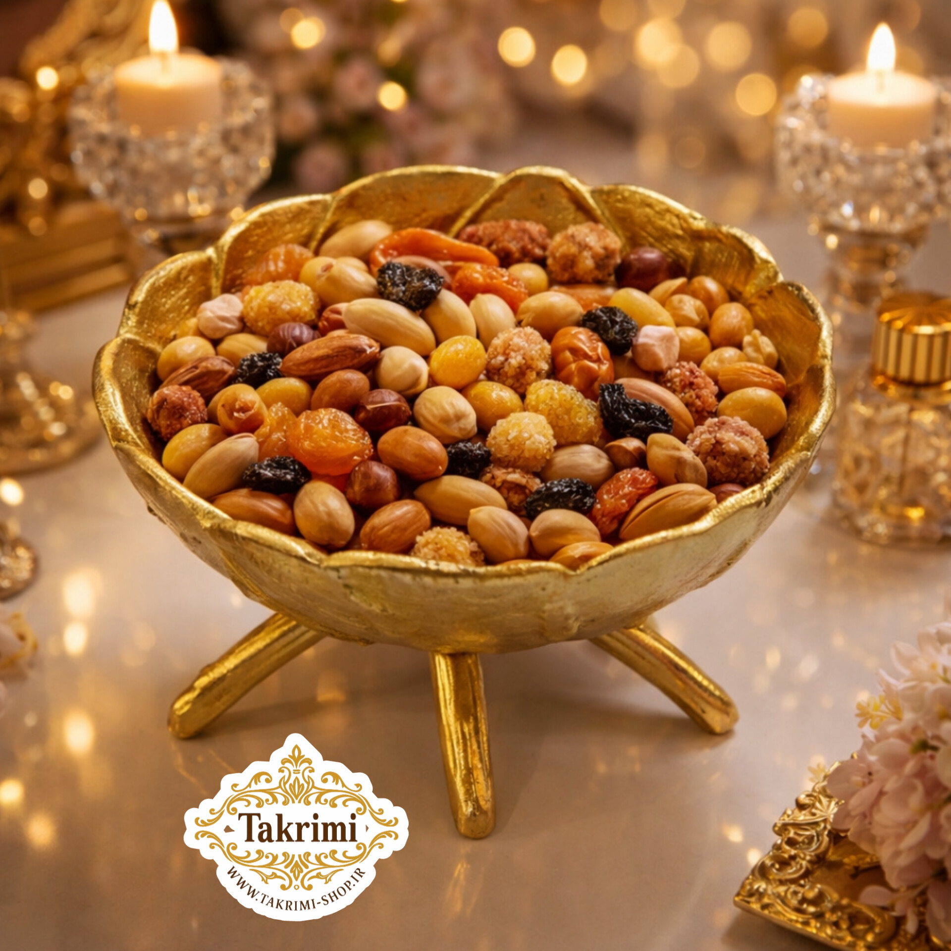 کاسه آجیل خوری لوتوس طرح گلبرگ طلایی ( تکریمی شاپ )
