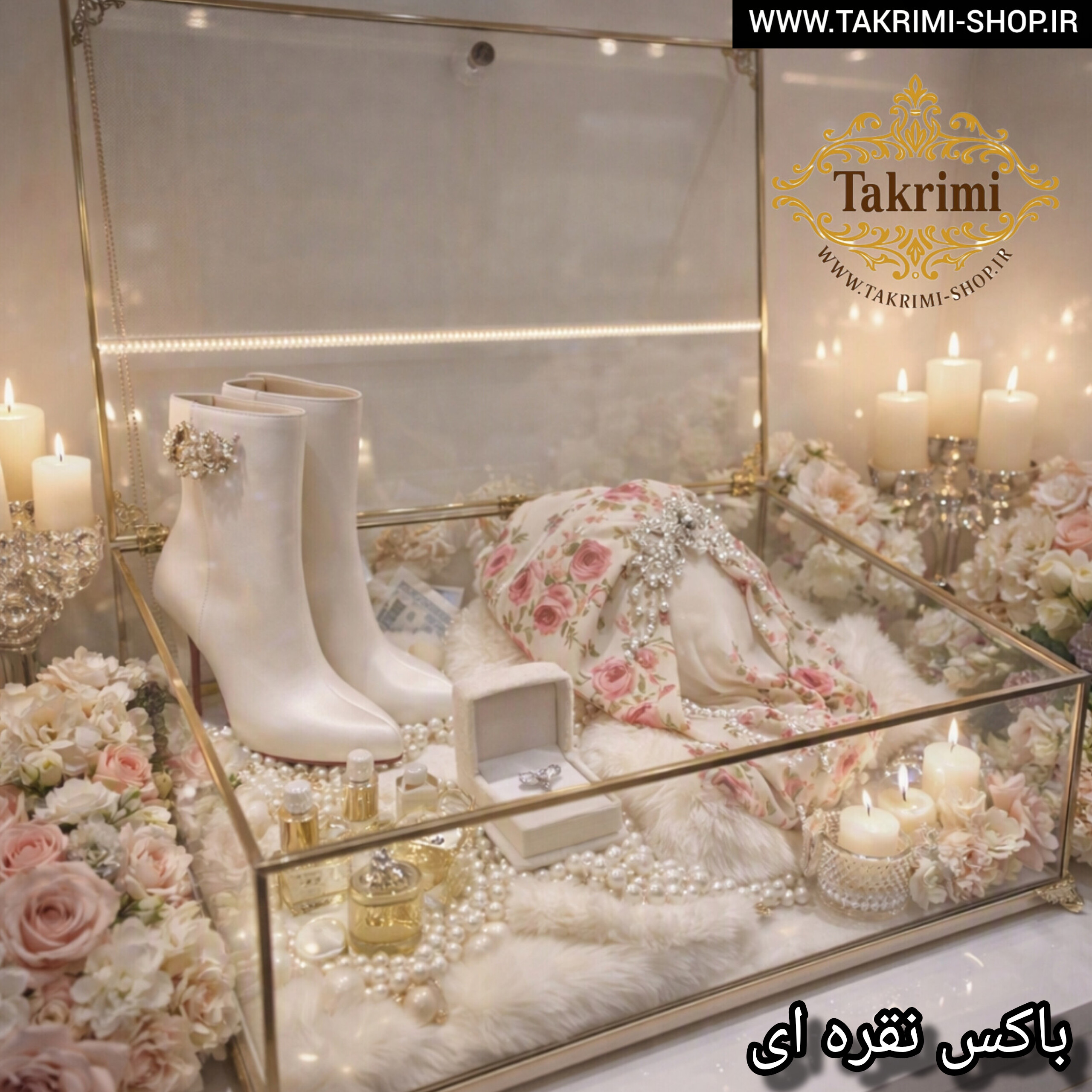 باکس شیشه ای خواستگاری ( خیلی بزرگ ) خاستگاری شب یلدایی شب چلگی چله ای شیرینی مینی کاپ کیک باقلوا درب دار مستطیل نقره ای جنس شیشه ای و استیل خالص