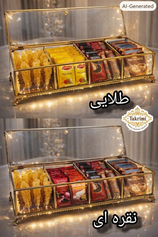 تیبگ تی بگ مستطیل کشیده ( مناسب برای اردو خوری و جاادویه و شکلات خوری ) ( 2 رنگ طلایی و نقره ای )