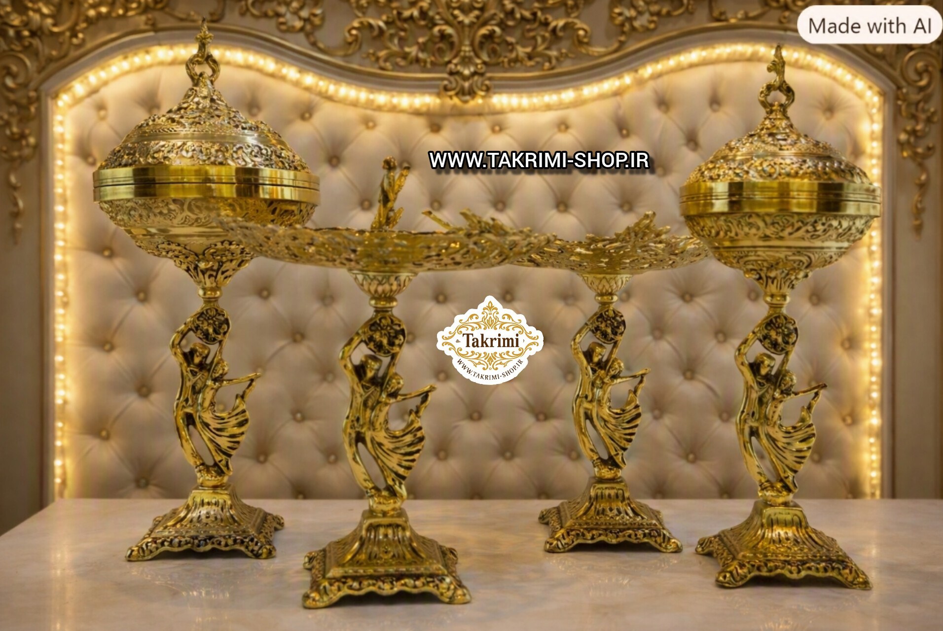 ست سرویس پذیرایی 4 پارچه تکه عروس و داماد رقص باله آلومینیوم خالص ( تکریمی شاپ )