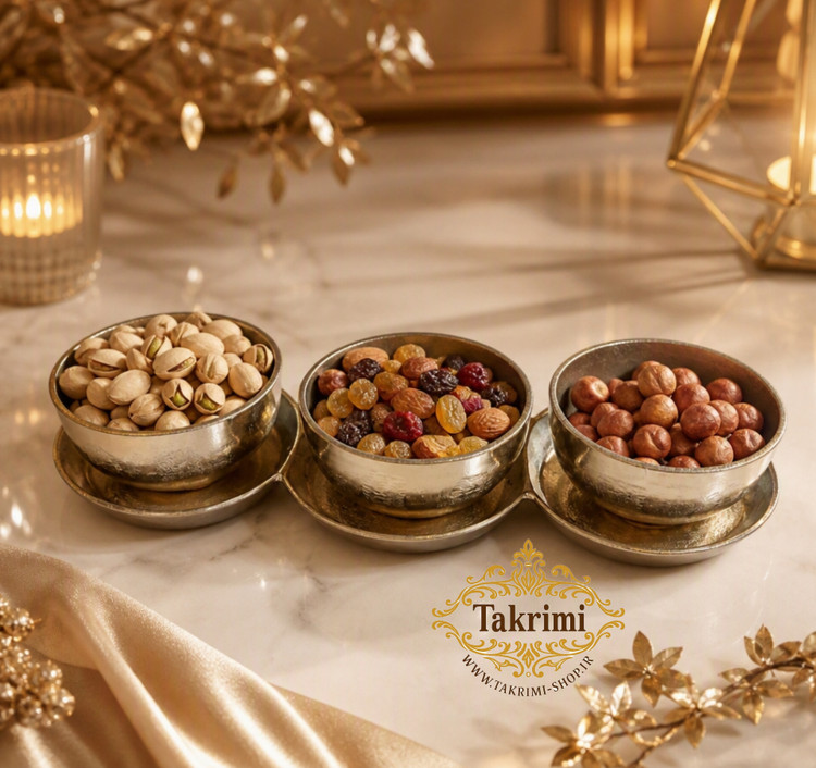 ظرف اردو خوری اردوخوری 3 پیاله نیلوفر نقره ای آلومینیومی آلیاژی ( توليدی تکریمی شاپ )