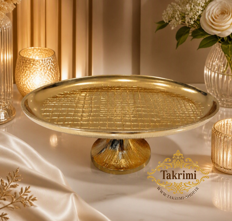 ظرف شیرینی خوری بیضی مدل چرمی طلایی فورتیک پوست ماری آلومینیومی ( تکریمی شاپ )