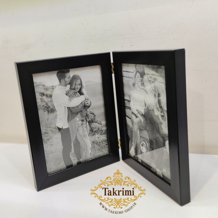 قاب عکس 2 خانه 2 تایی کتابی دارای 4 رنگ ( بژ ، طلایی ، مشکی ، نقره ای ) تکریمی شاپ