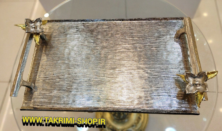 سینی مستطیل نیلوفر نقره ای ( نیلوفر دار ) آلومینیومی آلیاژی ( توليدی تکریمی شاپ )