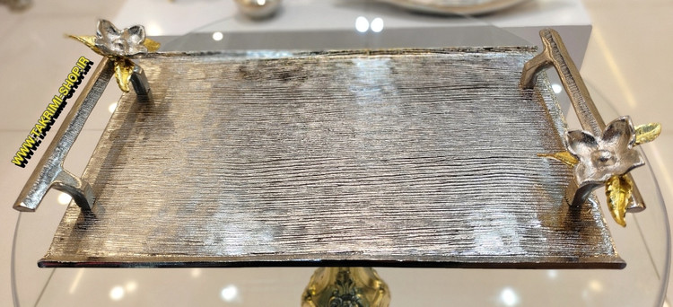 سینی مستطیل نیلوفر نقره ای ( نیلوفر دار ) آلومینیومی آلیاژی ( توليدی تکریمی شاپ )